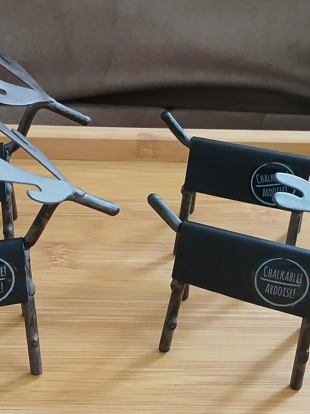 Set of 4 Black Metal Chalkable Christmas Reindeer Place Card Holders
